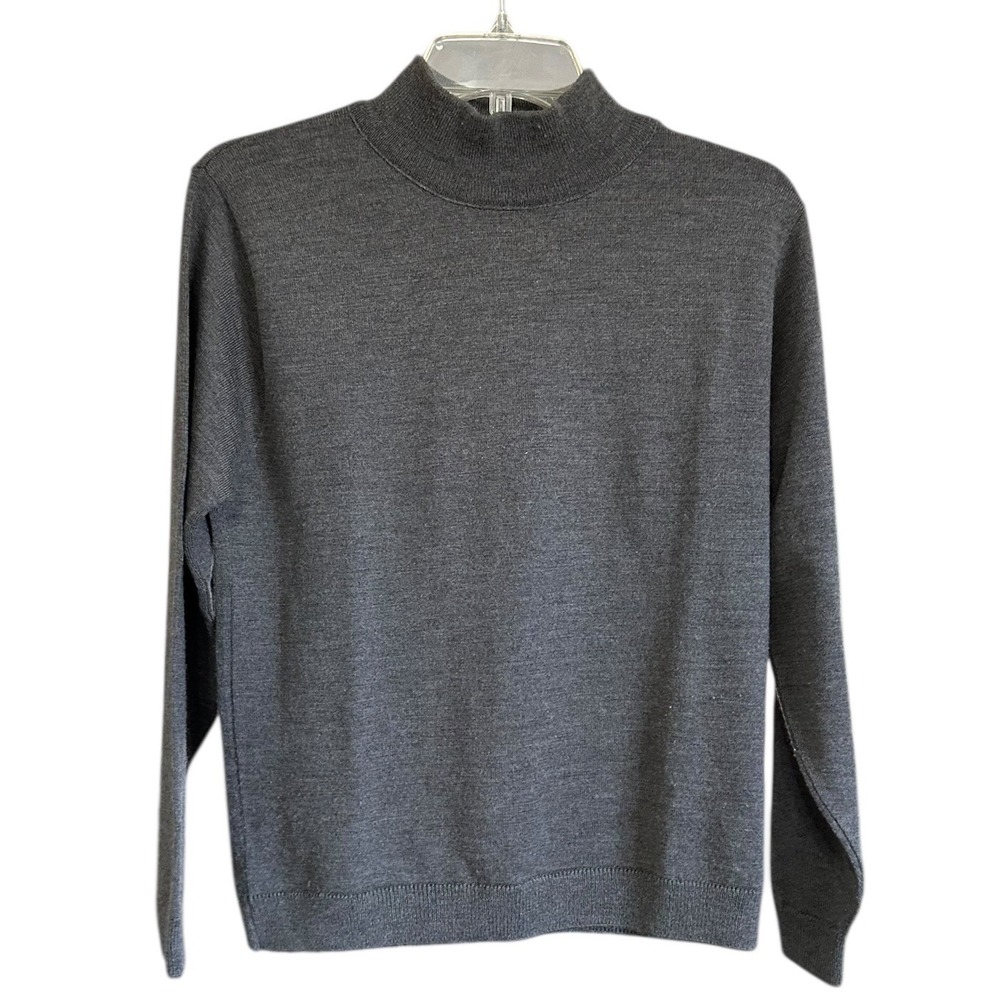 Vintage Pendleton Womens Gray 100% Virgin Wool Mock Neck Sweater S Made in USA